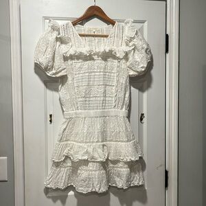 LoveShack Fancy Cream/White Short Sleeve Dress Size S